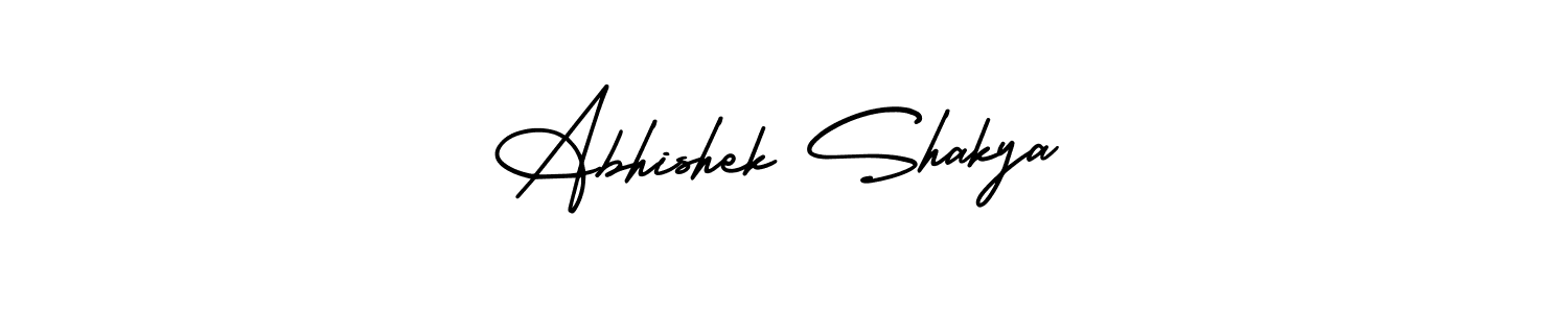 The best way (AmerikaSignatureDemo-Regular) to make a short signature is to pick only two or three words in your name. The name Abhishek Shakya include a total of six letters. For converting this name. Abhishek Shakya signature style 3 images and pictures png