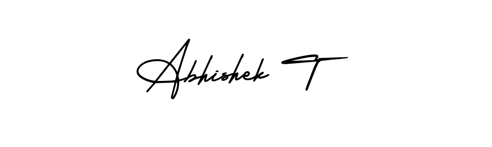 Make a beautiful signature design for name Abhishek T. With this signature (AmerikaSignatureDemo-Regular) style, you can create a handwritten signature for free. Abhishek T signature style 3 images and pictures png