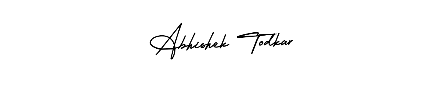 Make a short Abhishek Todkar signature style. Manage your documents anywhere anytime using AmerikaSignatureDemo-Regular. Create and add eSignatures, submit forms, share and send files easily. Abhishek Todkar signature style 3 images and pictures png