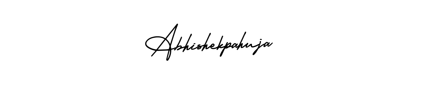 You should practise on your own different ways (AmerikaSignatureDemo-Regular) to write your name (Abhishekpahuja) in signature. don't let someone else do it for you. Abhishekpahuja signature style 3 images and pictures png