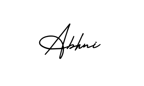 You should practise on your own different ways (AmerikaSignatureDemo-Regular) to write your name (Abhni) in signature. don't let someone else do it for you. Abhni signature style 3 images and pictures png