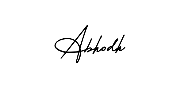 You should practise on your own different ways (AmerikaSignatureDemo-Regular) to write your name (Abhodh) in signature. don't let someone else do it for you. Abhodh signature style 3 images and pictures png
