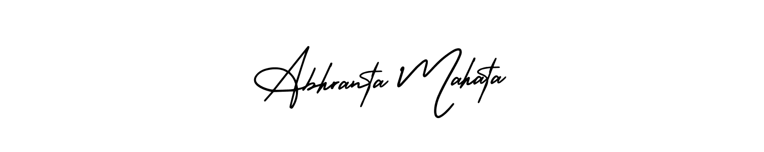 The best way (AmerikaSignatureDemo-Regular) to make a short signature is to pick only two or three words in your name. The name Abhranta Mahata include a total of six letters. For converting this name. Abhranta Mahata signature style 3 images and pictures png