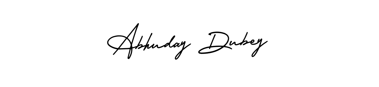 The best way (AmerikaSignatureDemo-Regular) to make a short signature is to pick only two or three words in your name. The name Abhuday Dubey include a total of six letters. For converting this name. Abhuday Dubey signature style 3 images and pictures png