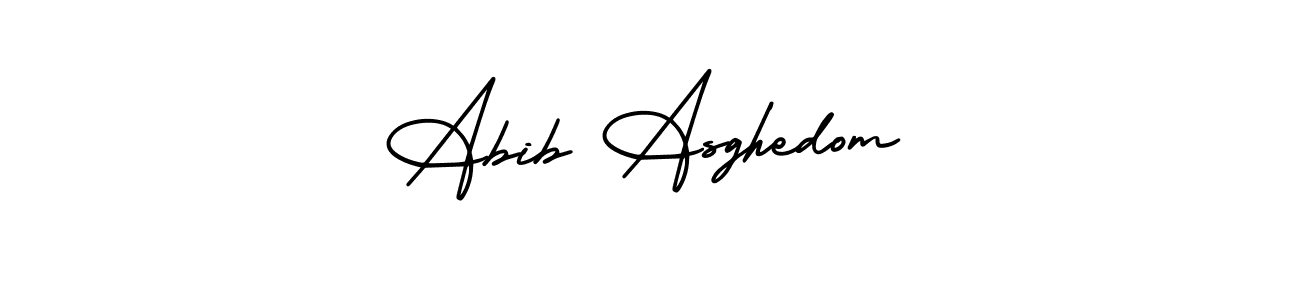 You should practise on your own different ways (AmerikaSignatureDemo-Regular) to write your name (Abib Asghedom) in signature. don't let someone else do it for you. Abib Asghedom signature style 3 images and pictures png