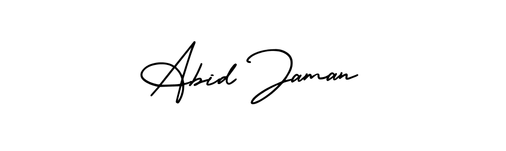 You should practise on your own different ways (AmerikaSignatureDemo-Regular) to write your name (Abid Jaman) in signature. don't let someone else do it for you. Abid Jaman signature style 3 images and pictures png