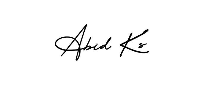 How to make Abid Ks name signature. Use AmerikaSignatureDemo-Regular style for creating short signs online. This is the latest handwritten sign. Abid Ks signature style 3 images and pictures png