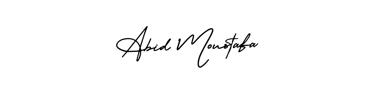 This is the best signature style for the Abid Moustafa name. Also you like these signature font (AmerikaSignatureDemo-Regular). Mix name signature. Abid Moustafa signature style 3 images and pictures png