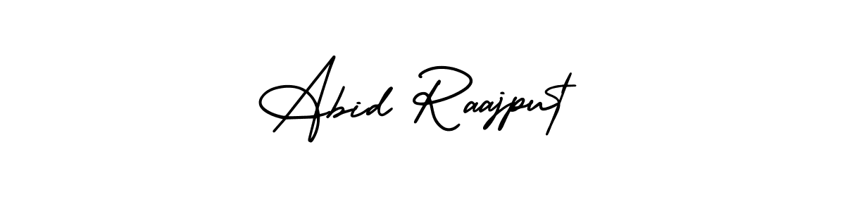 You should practise on your own different ways (AmerikaSignatureDemo-Regular) to write your name (Abid Raajput) in signature. don't let someone else do it for you. Abid Raajput signature style 3 images and pictures png