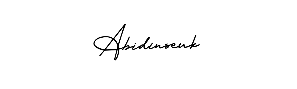 How to make Abidinseuk name signature. Use AmerikaSignatureDemo-Regular style for creating short signs online. This is the latest handwritten sign. Abidinseuk signature style 3 images and pictures png