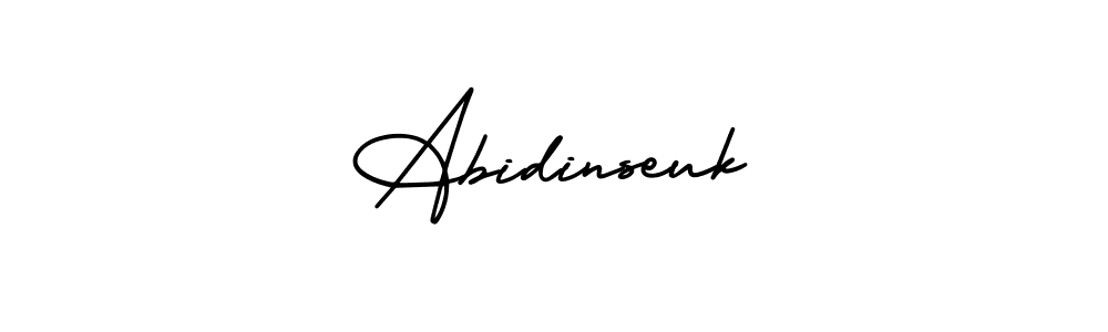 How to make Abidinseuk name signature. Use AmerikaSignatureDemo-Regular style for creating short signs online. This is the latest handwritten sign. Abidinseuk signature style 3 images and pictures png