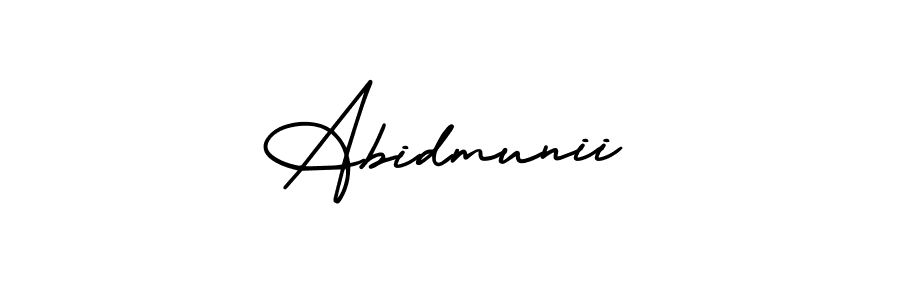 You should practise on your own different ways (AmerikaSignatureDemo-Regular) to write your name (Abidmunii) in signature. don't let someone else do it for you. Abidmunii signature style 3 images and pictures png