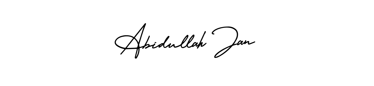 This is the best signature style for the Abidullah Jan name. Also you like these signature font (AmerikaSignatureDemo-Regular). Mix name signature. Abidullah Jan signature style 3 images and pictures png