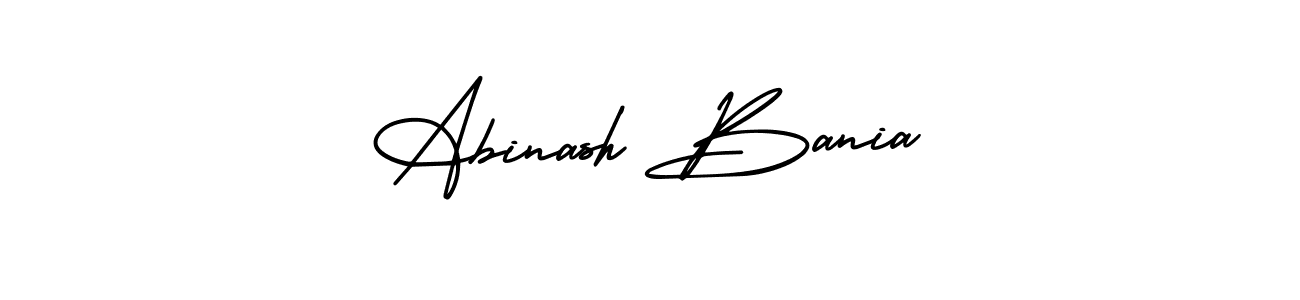 You should practise on your own different ways (AmerikaSignatureDemo-Regular) to write your name (Abinash Bania) in signature. don't let someone else do it for you. Abinash Bania signature style 3 images and pictures png