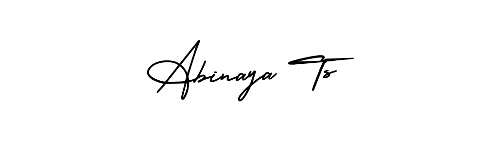 The best way (AmerikaSignatureDemo-Regular) to make a short signature is to pick only two or three words in your name. The name Abinaya Ts include a total of six letters. For converting this name. Abinaya Ts signature style 3 images and pictures png