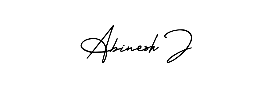 You should practise on your own different ways (AmerikaSignatureDemo-Regular) to write your name (Abinesh J) in signature. don't let someone else do it for you. Abinesh J signature style 3 images and pictures png