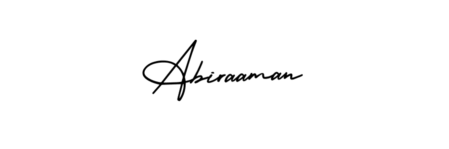 You should practise on your own different ways (AmerikaSignatureDemo-Regular) to write your name (Abiraaman) in signature. don't let someone else do it for you. Abiraaman signature style 3 images and pictures png