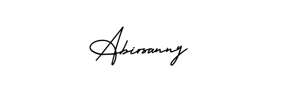 You should practise on your own different ways (AmerikaSignatureDemo-Regular) to write your name (Abirsanny) in signature. don't let someone else do it for you. Abirsanny signature style 3 images and pictures png