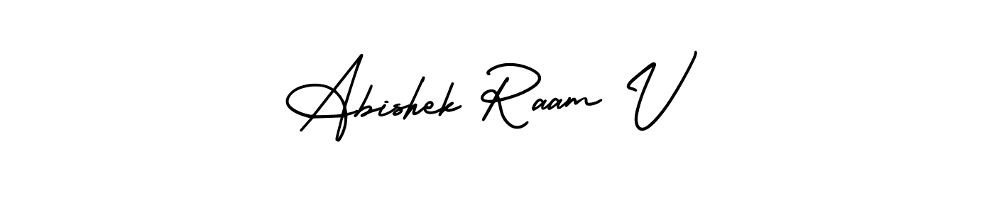 Use a signature maker to create a handwritten signature online. With this signature software, you can design (AmerikaSignatureDemo-Regular) your own signature for name Abishek Raam V. Abishek Raam V signature style 3 images and pictures png