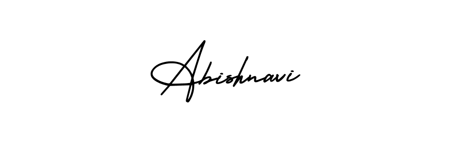 You should practise on your own different ways (AmerikaSignatureDemo-Regular) to write your name (Abishnavi) in signature. don't let someone else do it for you. Abishnavi signature style 3 images and pictures png