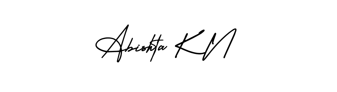 The best way (AmerikaSignatureDemo-Regular) to make a short signature is to pick only two or three words in your name. The name Abishta K N include a total of six letters. For converting this name. Abishta K N signature style 3 images and pictures png