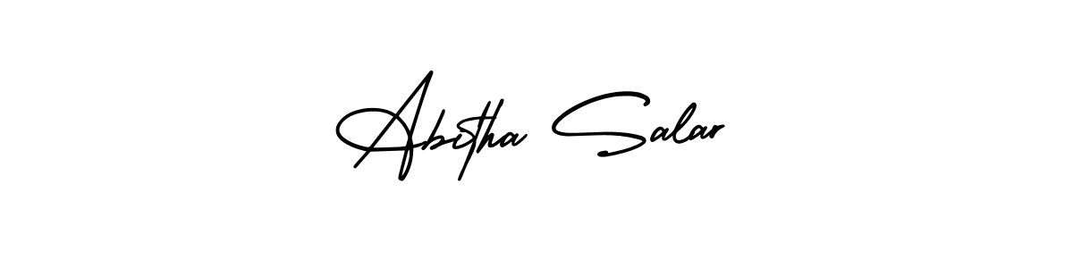 The best way (AmerikaSignatureDemo-Regular) to make a short signature is to pick only two or three words in your name. The name Abitha Salar include a total of six letters. For converting this name. Abitha Salar signature style 3 images and pictures png