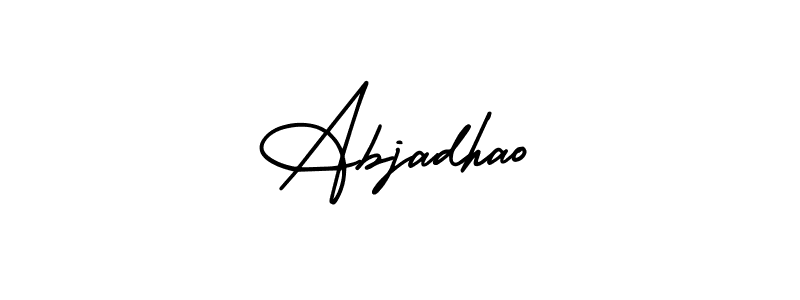 The best way (AmerikaSignatureDemo-Regular) to make a short signature is to pick only two or three words in your name. The name Abjadhao include a total of six letters. For converting this name. Abjadhao signature style 3 images and pictures png