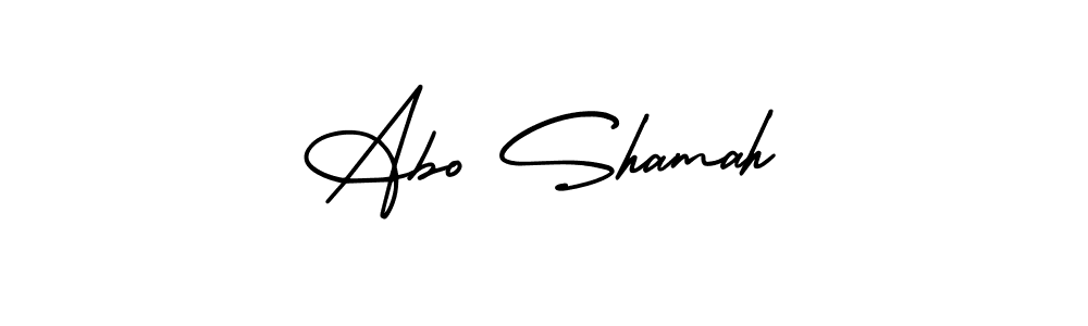 How to make Abo Shamah name signature. Use AmerikaSignatureDemo-Regular style for creating short signs online. This is the latest handwritten sign. Abo Shamah signature style 3 images and pictures png