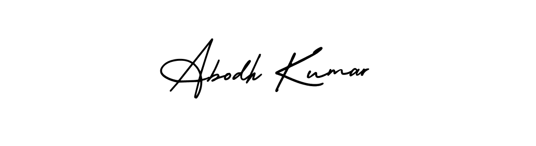 You should practise on your own different ways (AmerikaSignatureDemo-Regular) to write your name (Abodh Kumar) in signature. don't let someone else do it for you. Abodh Kumar signature style 3 images and pictures png