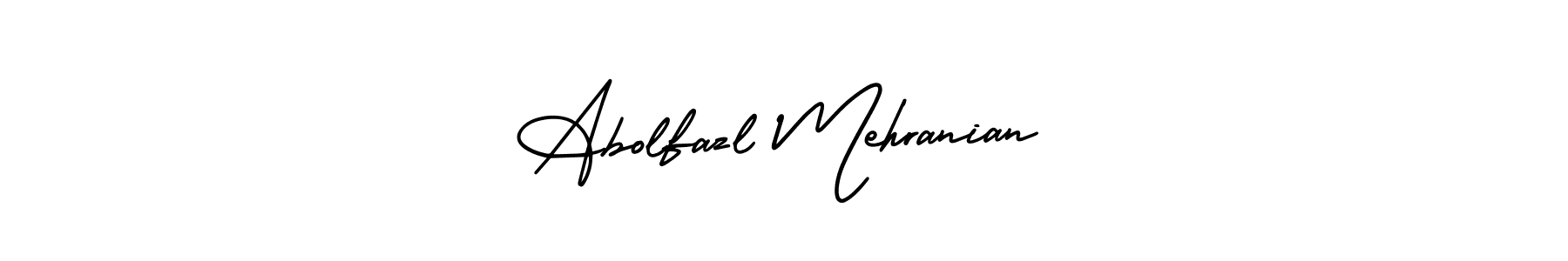 You should practise on your own different ways (AmerikaSignatureDemo-Regular) to write your name (Abolfazl Mehranian) in signature. don't let someone else do it for you. Abolfazl Mehranian signature style 3 images and pictures png