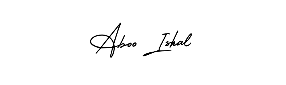 You should practise on your own different ways (AmerikaSignatureDemo-Regular) to write your name (Aboo Ishal) in signature. don't let someone else do it for you. Aboo Ishal signature style 3 images and pictures png