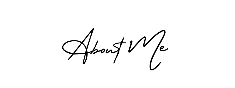 Use a signature maker to create a handwritten signature online. With this signature software, you can design (AmerikaSignatureDemo-Regular) your own signature for name About Me. About Me signature style 3 images and pictures png
