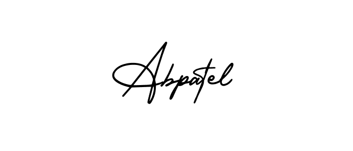 You should practise on your own different ways (AmerikaSignatureDemo-Regular) to write your name (Abpatel) in signature. don't let someone else do it for you. Abpatel signature style 3 images and pictures png