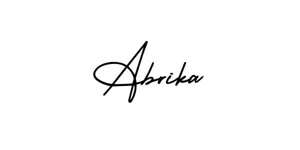 The best way (AmerikaSignatureDemo-Regular) to make a short signature is to pick only two or three words in your name. The name Abrika include a total of six letters. For converting this name. Abrika signature style 3 images and pictures png