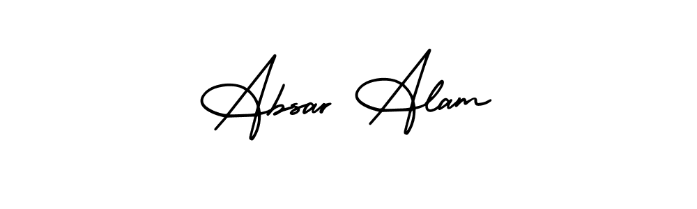 You should practise on your own different ways (AmerikaSignatureDemo-Regular) to write your name (Absar Alam) in signature. don't let someone else do it for you. Absar Alam signature style 3 images and pictures png