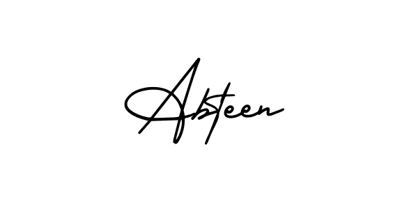 The best way (AmerikaSignatureDemo-Regular) to make a short signature is to pick only two or three words in your name. The name Abteen include a total of six letters. For converting this name. Abteen signature style 3 images and pictures png