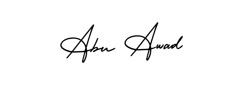 You should practise on your own different ways (AmerikaSignatureDemo-Regular) to write your name (Abu Awad) in signature. don't let someone else do it for you. Abu Awad signature style 3 images and pictures png