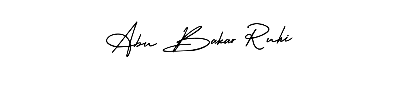 It looks lik you need a new signature style for name Abu Bakar Ruhi. Design unique handwritten (AmerikaSignatureDemo-Regular) signature with our free signature maker in just a few clicks. Abu Bakar Ruhi signature style 3 images and pictures png