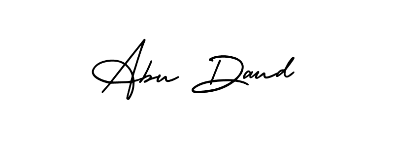 This is the best signature style for the Abu Daud name. Also you like these signature font (AmerikaSignatureDemo-Regular). Mix name signature. Abu Daud signature style 3 images and pictures png