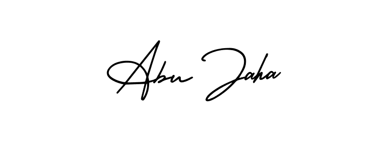 How to make Abu Jaha name signature. Use AmerikaSignatureDemo-Regular style for creating short signs online. This is the latest handwritten sign. Abu Jaha signature style 3 images and pictures png