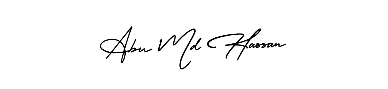 The best way (AmerikaSignatureDemo-Regular) to make a short signature is to pick only two or three words in your name. The name Abu Md Hassan include a total of six letters. For converting this name. Abu Md Hassan signature style 3 images and pictures png