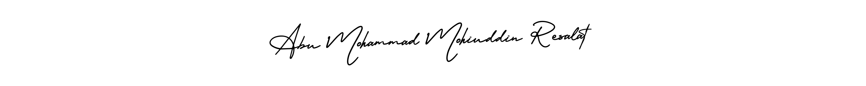 The best way (AmerikaSignatureDemo-Regular) to make a short signature is to pick only two or three words in your name. The name Abu Mohammad Mohiuddin Resalat include a total of six letters. For converting this name. Abu Mohammad Mohiuddin Resalat signature style 3 images and pictures png