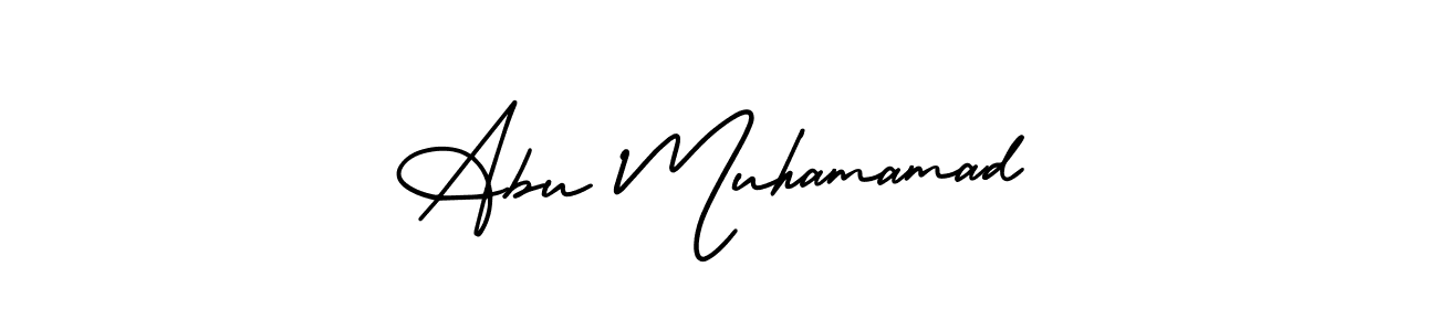 This is the best signature style for the Abu Muhamamad name. Also you like these signature font (AmerikaSignatureDemo-Regular). Mix name signature. Abu Muhamamad signature style 3 images and pictures png