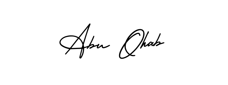 Use a signature maker to create a handwritten signature online. With this signature software, you can design (AmerikaSignatureDemo-Regular) your own signature for name Abu Ohab. Abu Ohab signature style 3 images and pictures png