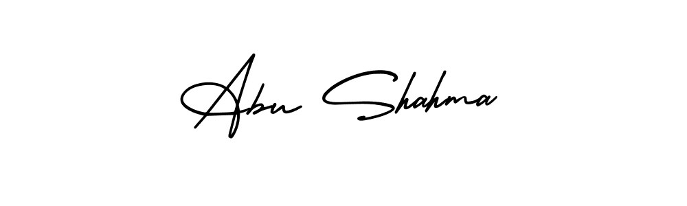 How to make Abu Shahma name signature. Use AmerikaSignatureDemo-Regular style for creating short signs online. This is the latest handwritten sign. Abu Shahma signature style 3 images and pictures png