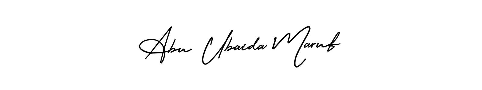 The best way (AmerikaSignatureDemo-Regular) to make a short signature is to pick only two or three words in your name. The name Abu Ubaida Maruf include a total of six letters. For converting this name. Abu Ubaida Maruf signature style 3 images and pictures png