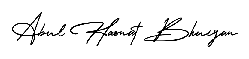 Give your name Abul Hasnat Bhuiyan an exquisite flair with the AmerikaSignatureDemo-Regular script font. Ideal for contracts, resumes, and formal letterheads. Abul Hasnat Bhuiyan signature style 3 images and pictures png