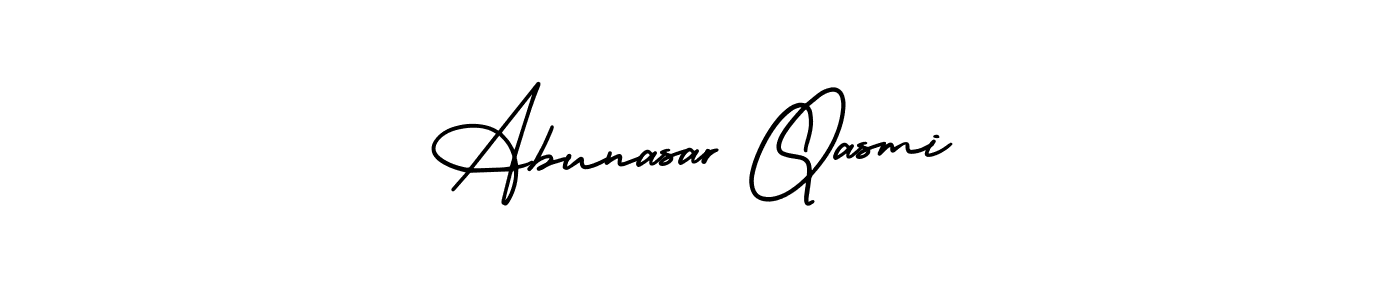 The best way (AmerikaSignatureDemo-Regular) to make a short signature is to pick only two or three words in your name. The name Abunasar Qasmi include a total of six letters. For converting this name. Abunasar Qasmi signature style 3 images and pictures png
