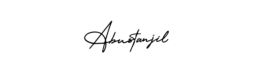 You should practise on your own different ways (AmerikaSignatureDemo-Regular) to write your name (Abustanjil) in signature. don't let someone else do it for you. Abustanjil signature style 3 images and pictures png