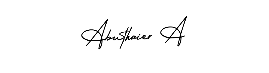 if you are searching for the best signature style for your name Abuthaier A. so please give up your signature search. here we have designed multiple signature styles  using AmerikaSignatureDemo-Regular. Abuthaier A signature style 3 images and pictures png